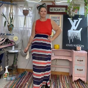 Love & Haight Lightweight Striped Sleeveless Maxi Dress Size Large